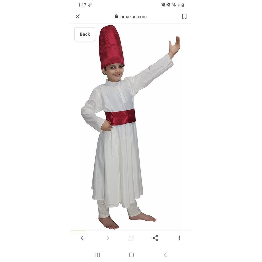 Boys Size 7/8 Years Kaku Sufi Gown Indian State Dance Costume Dress Up